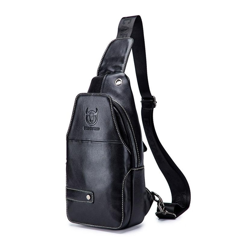 Vintage FirstLayer Cowhide Leather Chest Bag For Men Waterproof Crossbody Shoulder Sling Bag 7