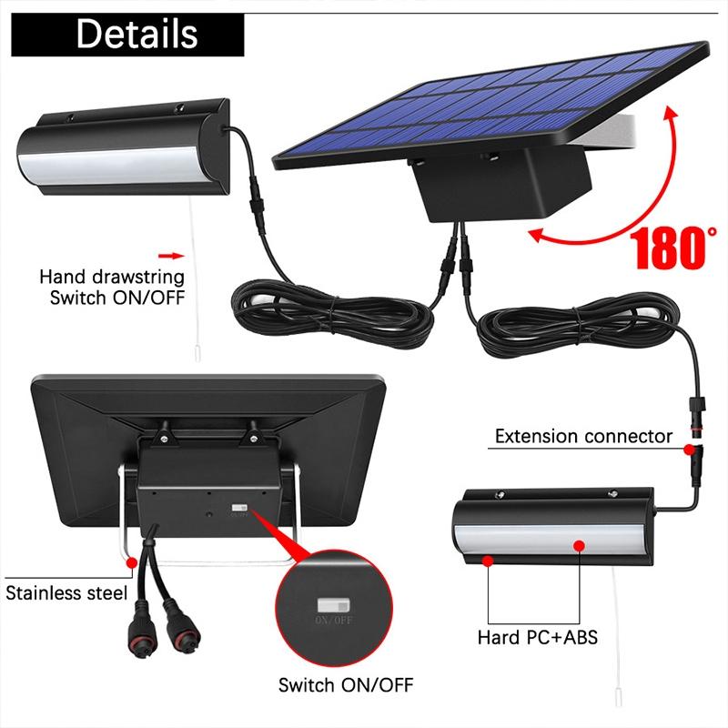 60 LED Solar Wall Light With Pull Switch IP65 Waterproof Outdoor Garden Lamp 3
