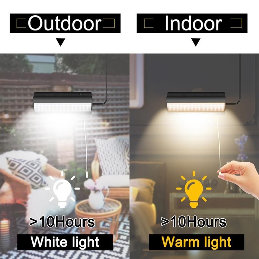 60 LED Solar Wall Light With Pull Switch IP65 Waterproof Outdoor Garden Lamp 4