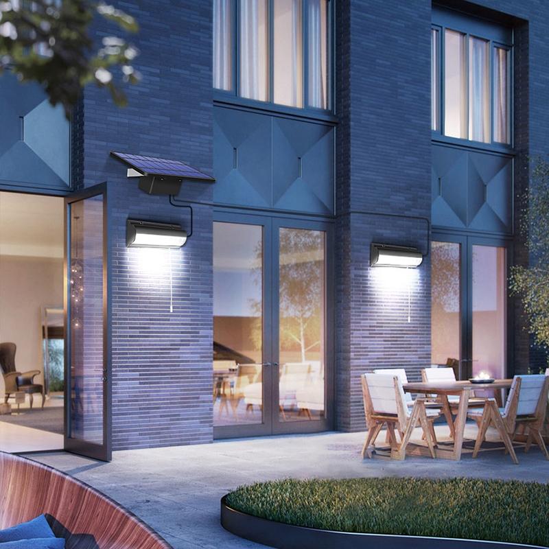 60 LED Solar Wall Light With Pull Switch IP65 Waterproof Outdoor Garden Lamp 8