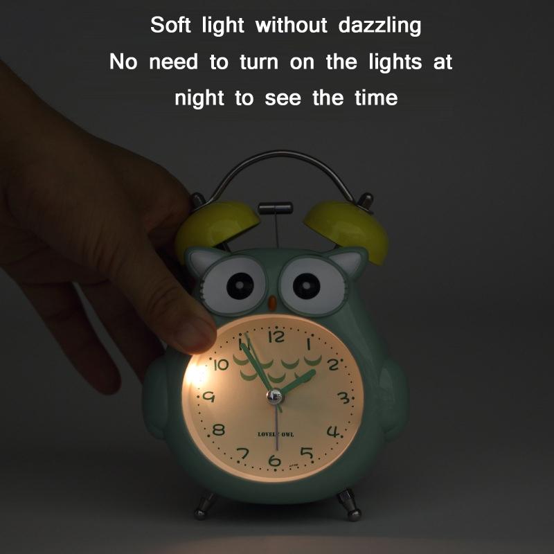 Cute Owl Silent Night Light Alarm Clock For Kids Bedroom And Bedside Decor 2
