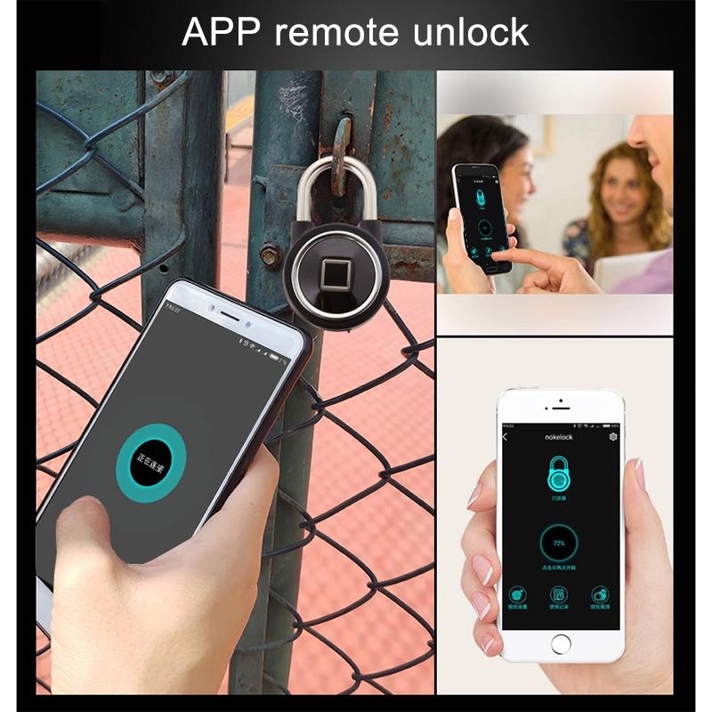 Smart Bluetooth Fingerprint Padlock Waterproof IP65 Remote Unlock For IOS Android 2