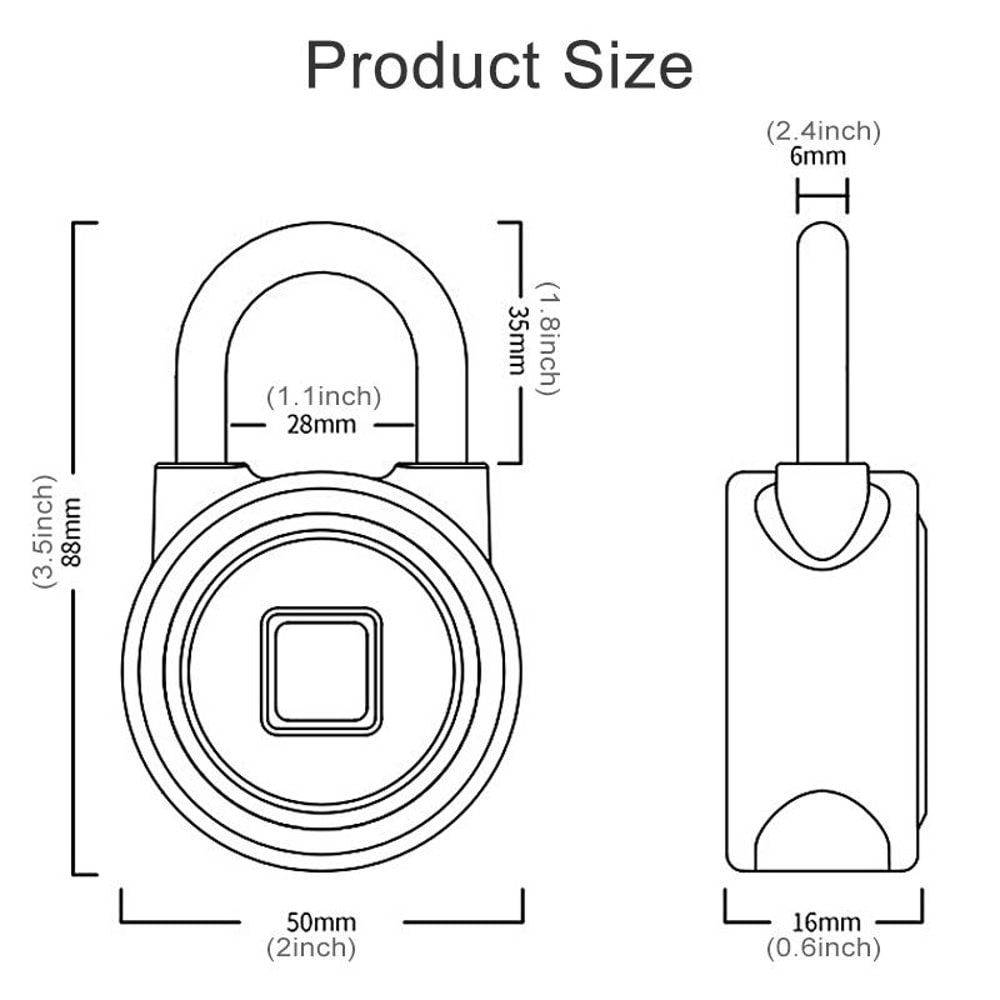 Smart Bluetooth Fingerprint Padlock Waterproof IP65 Remote Unlock For IOS Android 3