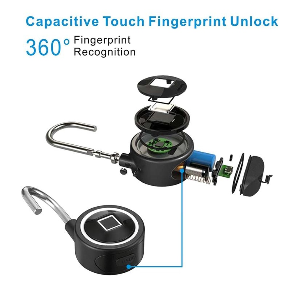 Smart Bluetooth Fingerprint Padlock Waterproof IP65 Remote Unlock For IOS Android 5
