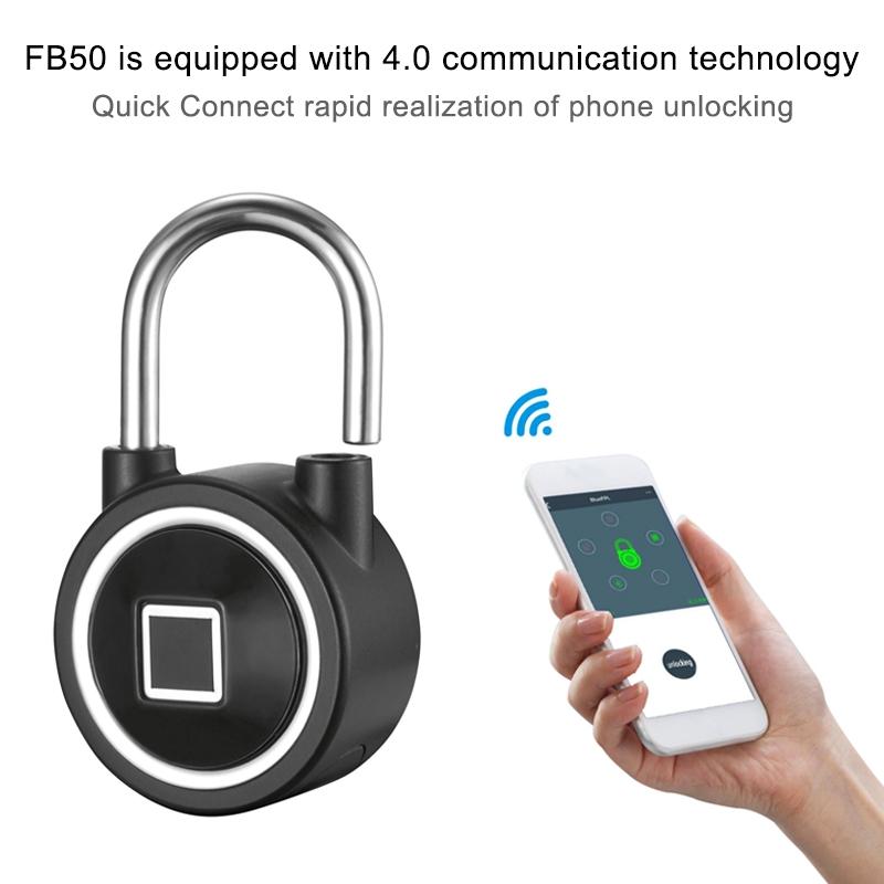 Smart Bluetooth Fingerprint Padlock Waterproof IP65 Remote Unlock For IOS Android 7
