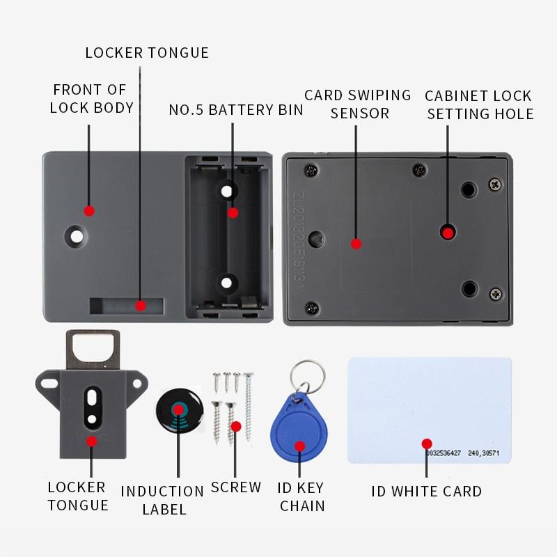 Smart RFID Cabinet Lock For Double Doors Hidden Magnetic Card Security System 10