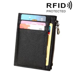 leather rfid blocking wallet with zipper coin pocket slim credit card holder