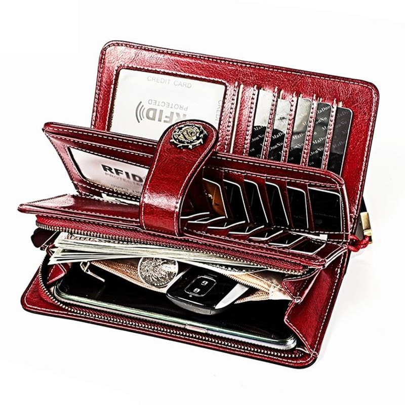 Elegant RFID Blocking Leather Wallet Clutch For Women With Large Capacity Card Slots 4