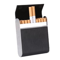 vintage cigarette case with magnetic buckle leather finish for men