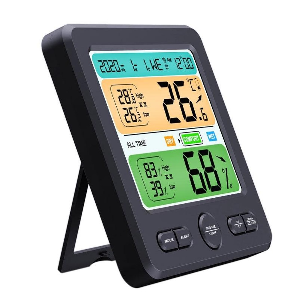 Digital Thermometer Hygrometer With Large Color Display Alarm Clock 2