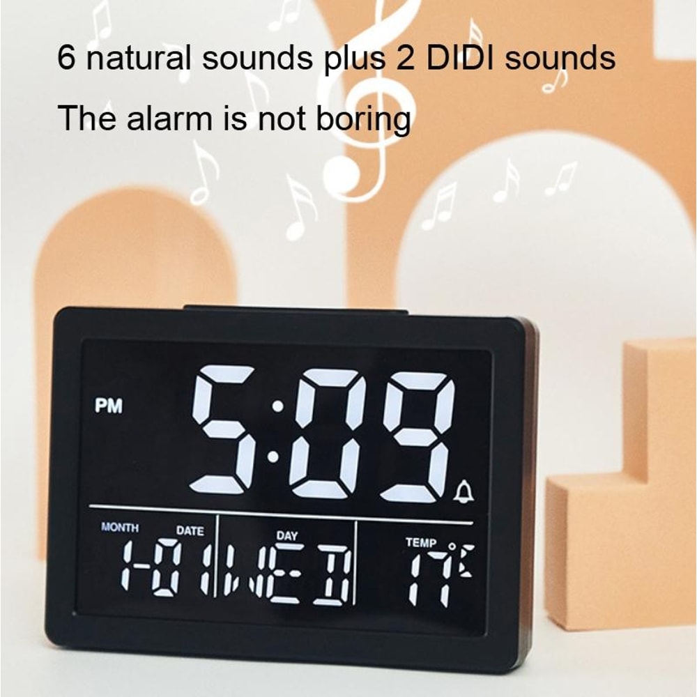 Smart LED Alarm Clock With Large Display Temperature Monitor Snooze For Bedroom 5