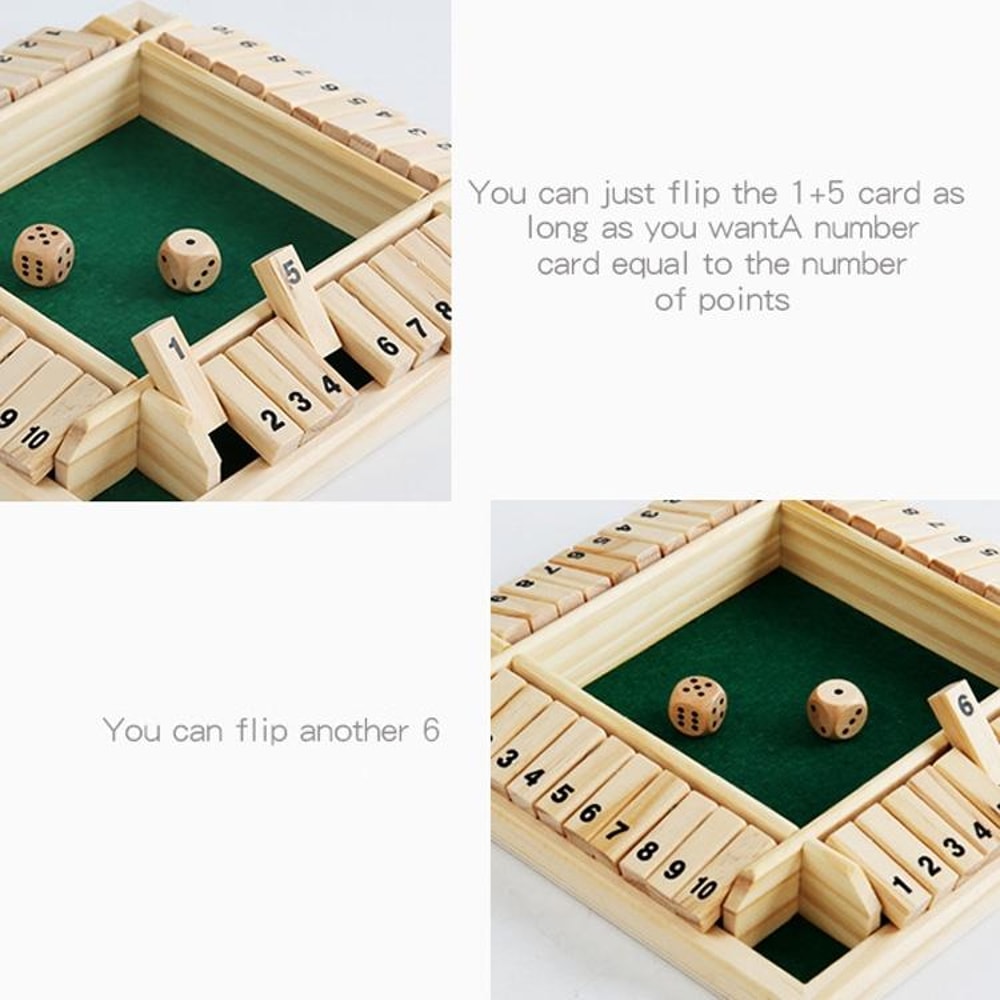 Montessori Wooden Shut The Box Game For Kids Adults Interactive Math Board Game 9