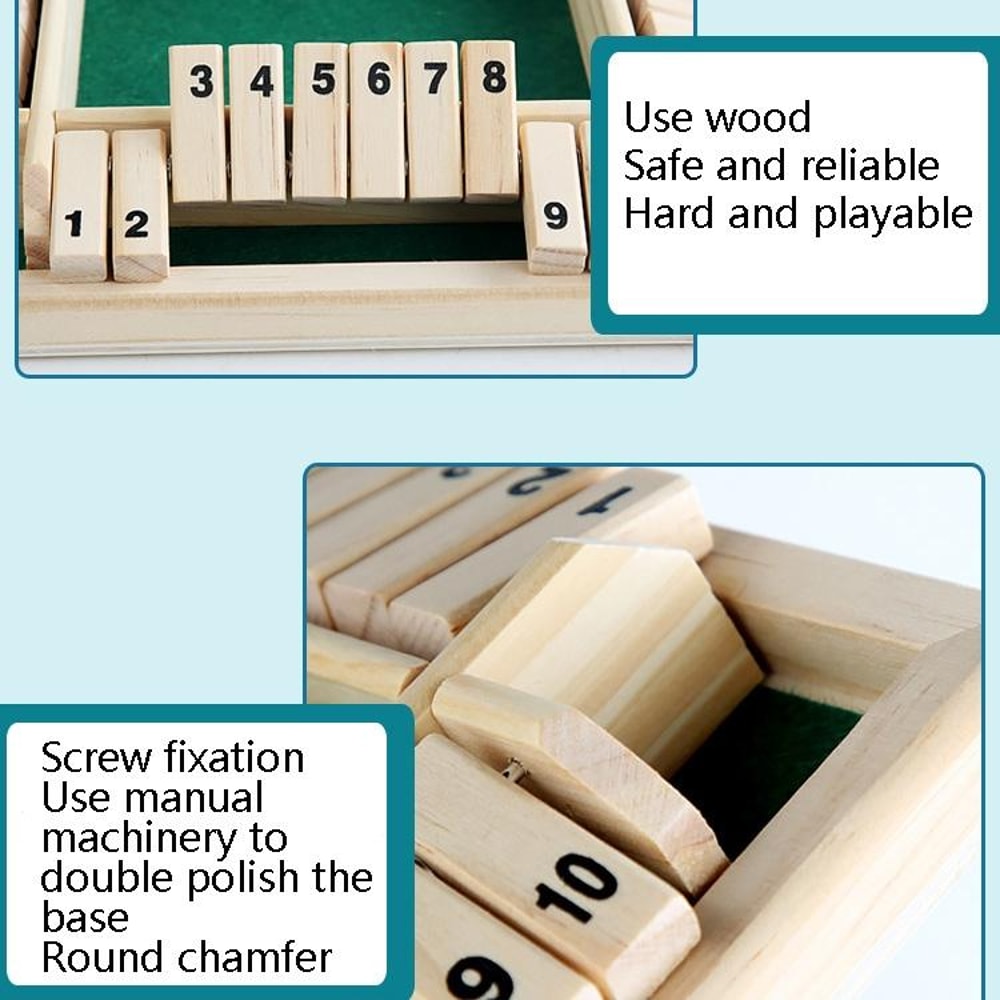 Montessori Wooden Shut The Box Game For Kids Adults Interactive Math Board Game 5