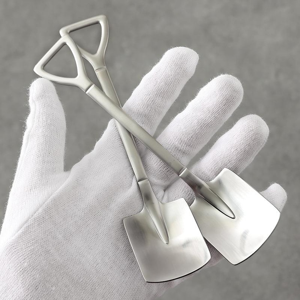 Vintage Shovel Dessert Spoon Set Stainless Steel Spoon For Coffee Ice Cream Tea 5