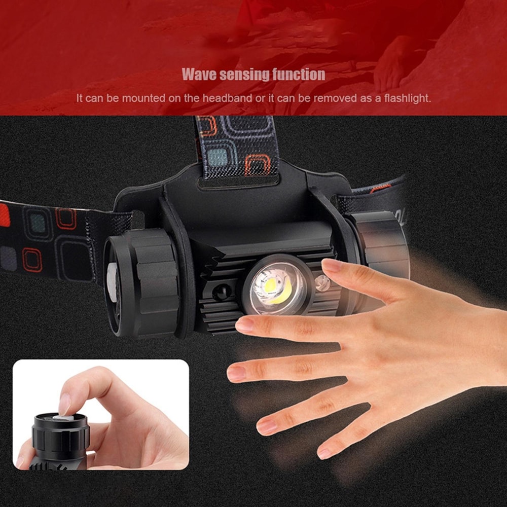 Motion Sensor LED Headlamp Rechargeable Waterproof Fishing Camping Flashlight 4