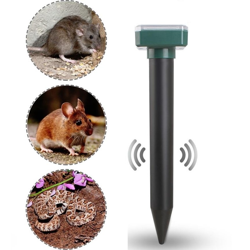 Solar Ultrasonic Mouse Snake Repeller With LED Light For Garden Farm Yard Protection 6