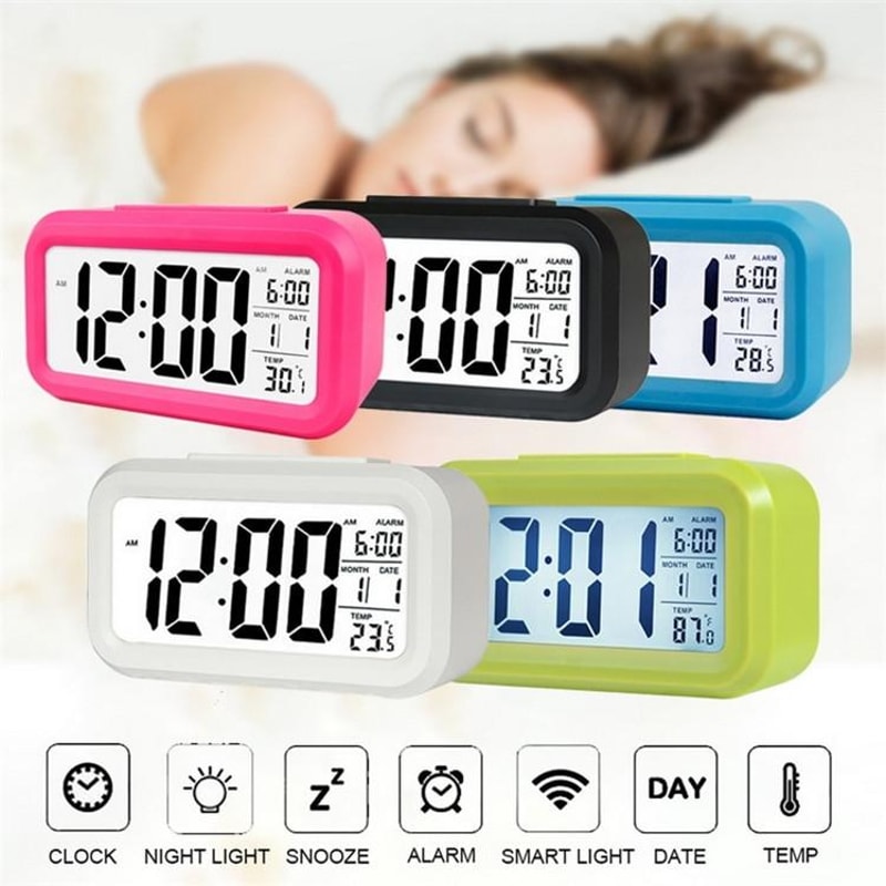 Smart Night Light Digital Alarm Clock With Temperature Display Snooze Function 1