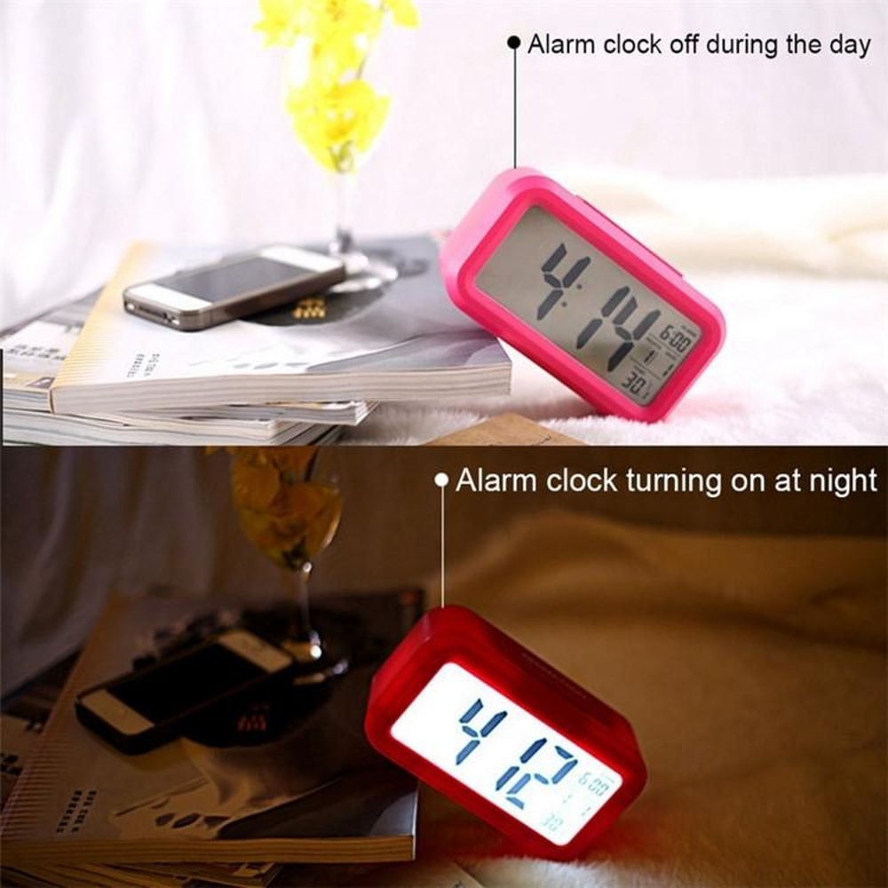 Smart Night Light Digital Alarm Clock With Temperature Display Snooze Function 3
