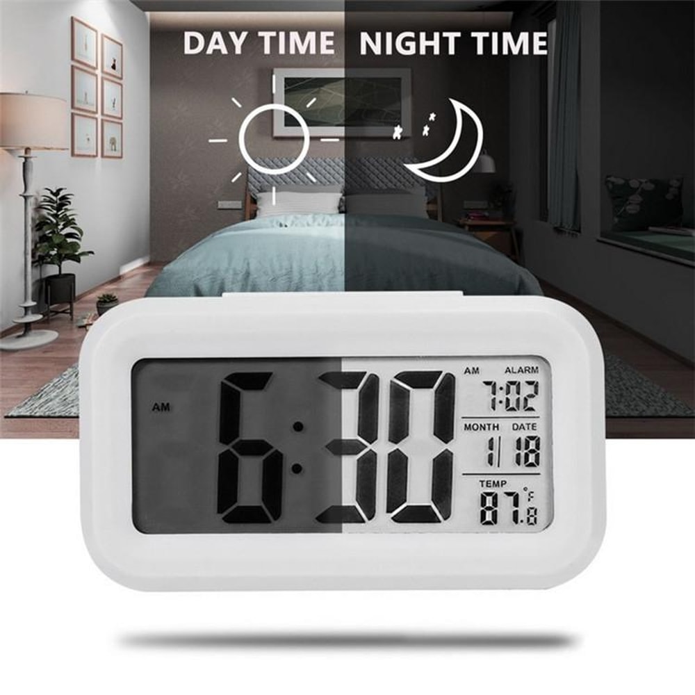 Smart Night Light Digital Alarm Clock With Temperature Display Snooze Function 4
