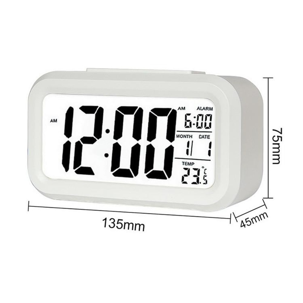 Smart Night Light Digital Alarm Clock With Temperature Display Snooze Function 6