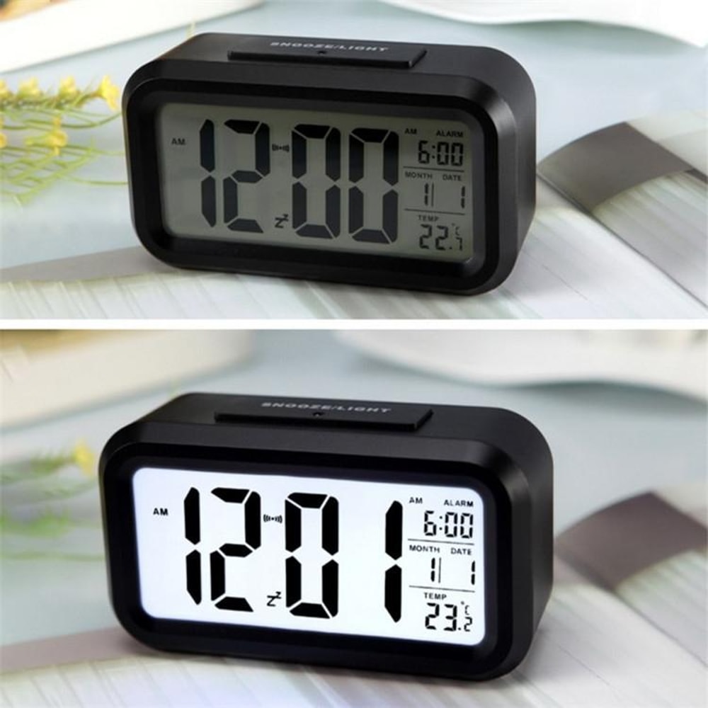 Smart Night Light Digital Alarm Clock with Temperature Display & Snooze Function