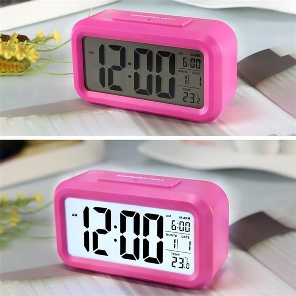 Smart Night Light Digital Alarm Clock with Temperature Display & Snooze Function