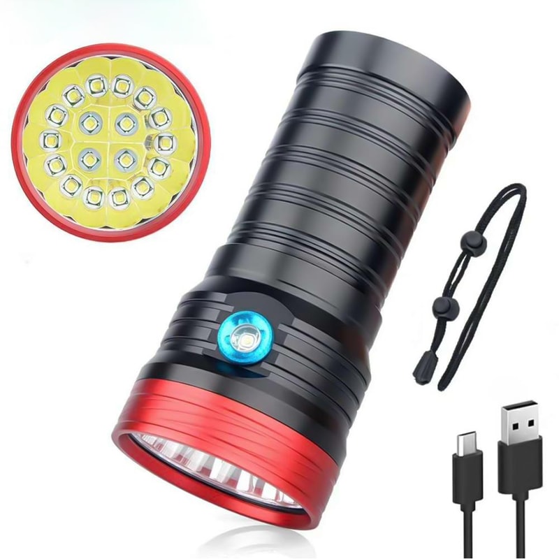 LED Flashlight with USB Charging & 3 Light Modes