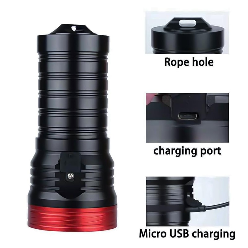 LED Flashlight with USB Charging & 3 Light Modes
