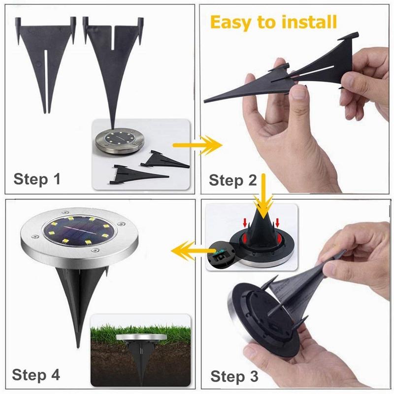 2PCS IP65 Solar Ground Lights For Garden Pathways Outdoor Landscapes 5