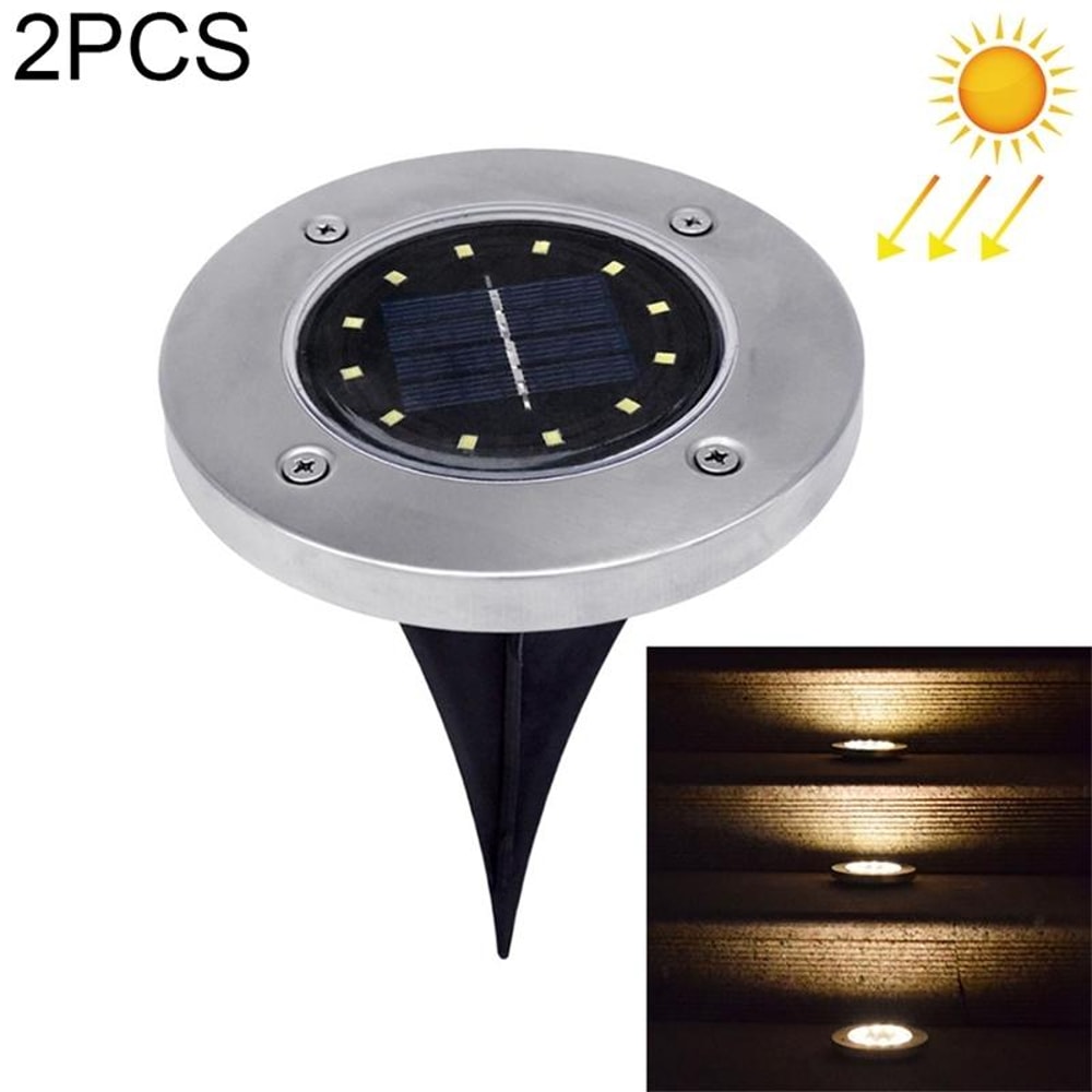 2PCS IP65 Solar Ground Lights for Garden Pathways & Outdoor Landscapes