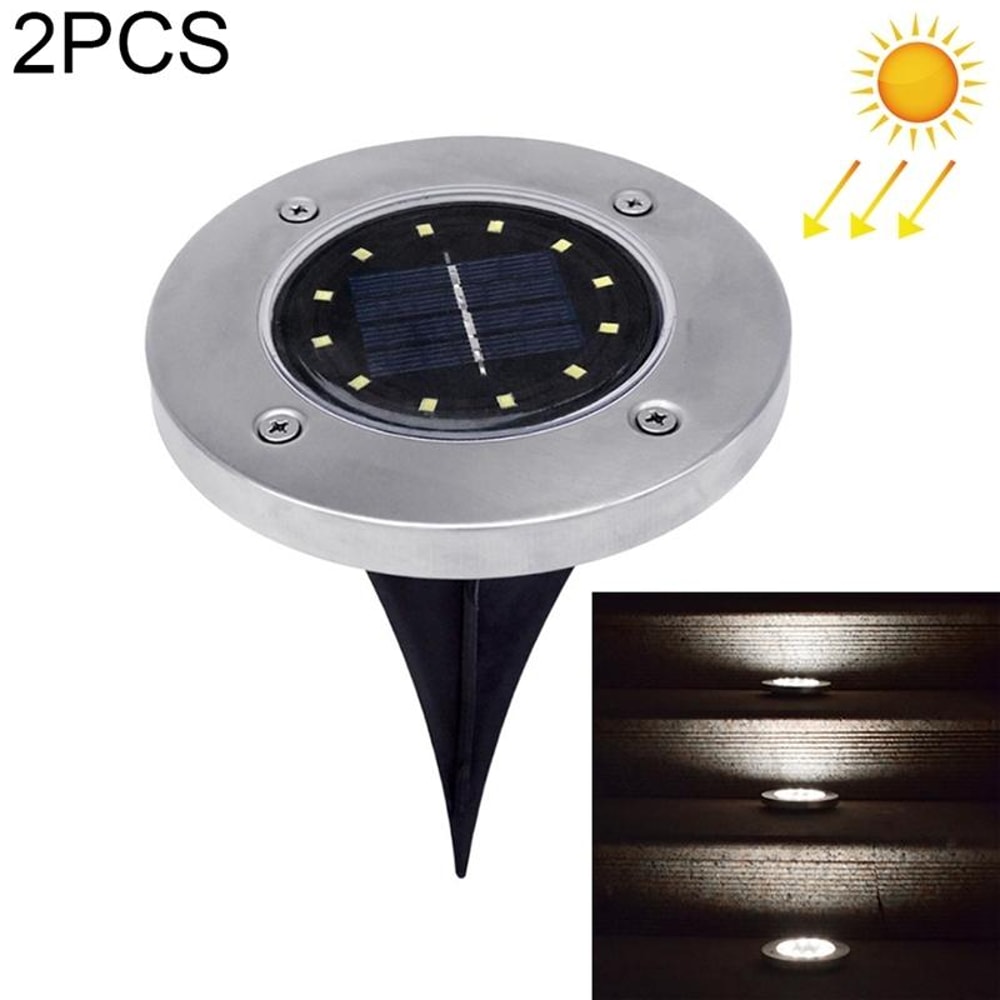 2PCS IP65 Solar Ground Lights for Garden Pathways & Outdoor Landscapes