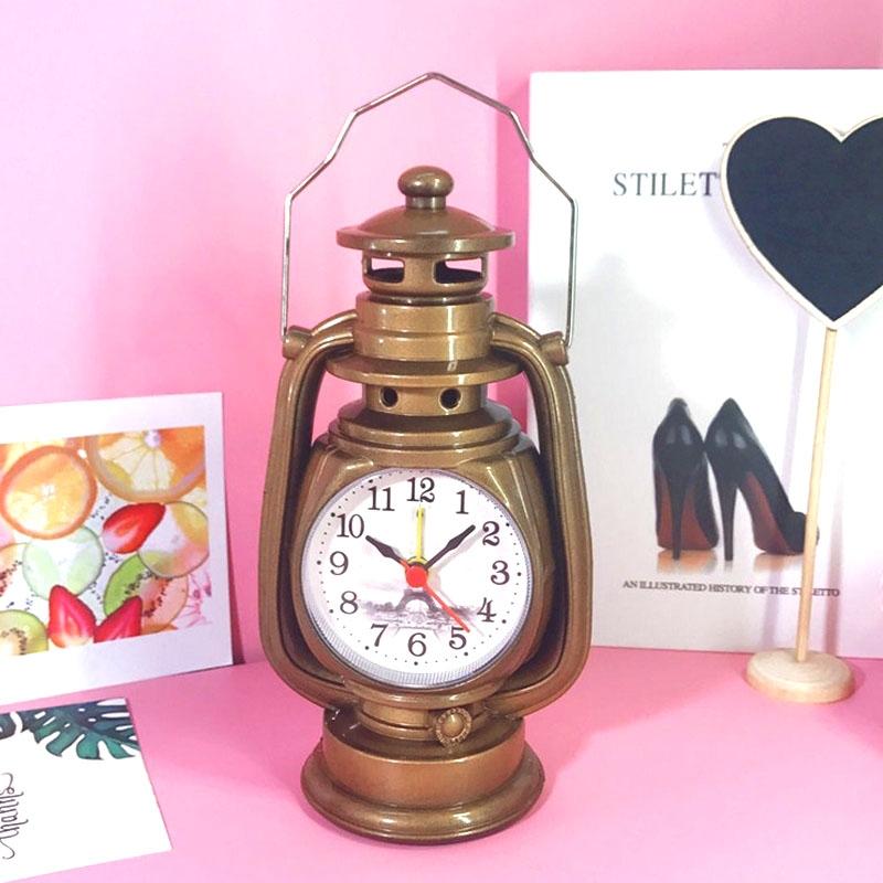 Vintage Oil Lamp Style Retro Table Clock Decorative Alarm Clock For Home Office 6