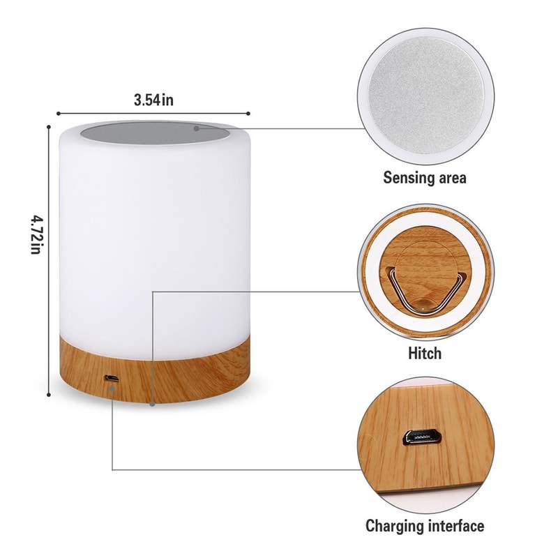 Wood Grain Touch Night Light With RGB Mood Lighting Rechargeable Battery 1