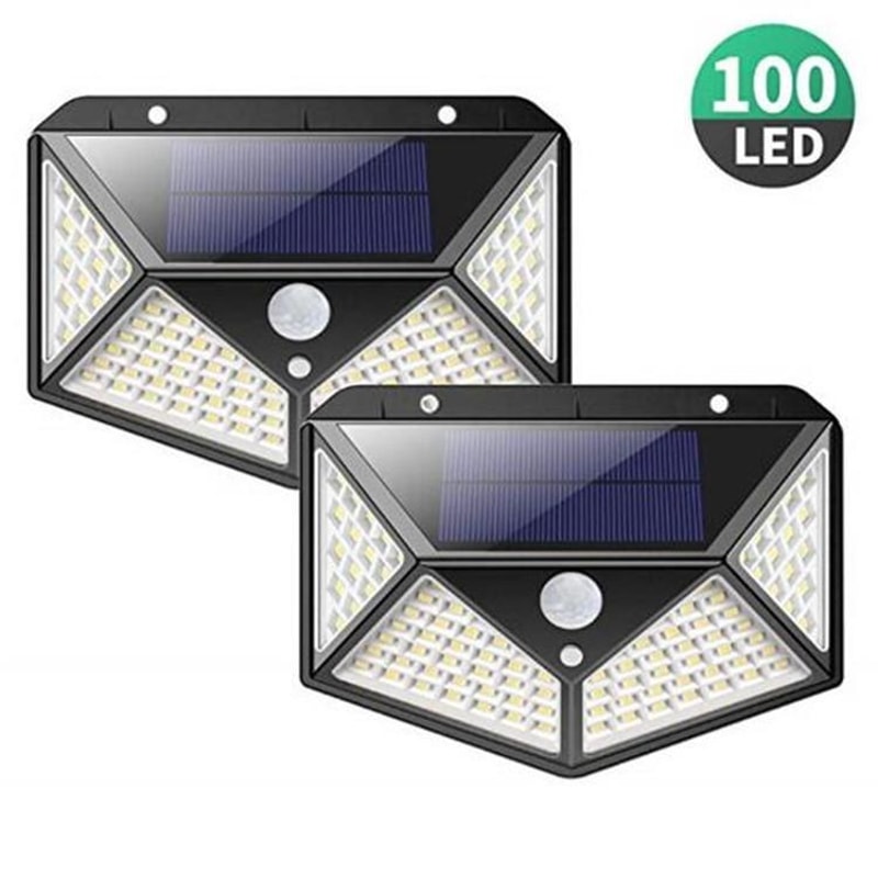 100 LED Solar Wall Light With Motion Sensor For Patio Garden Balcony Security 1