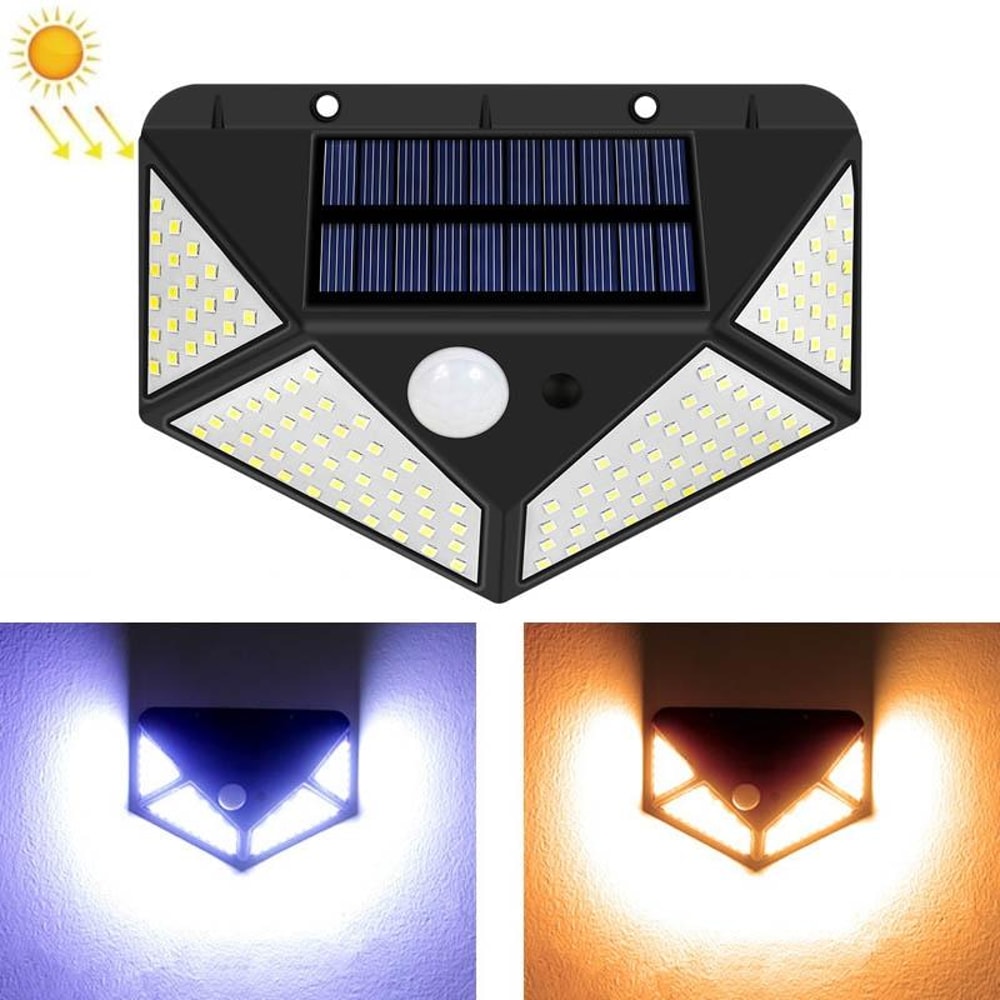 100 LED Solar Wall Light with Motion Sensor for Patio, Garden & Balcony Security