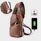 Waterproof Men Chest Bag With USB Charging Port PU Leather Sling Design 5
