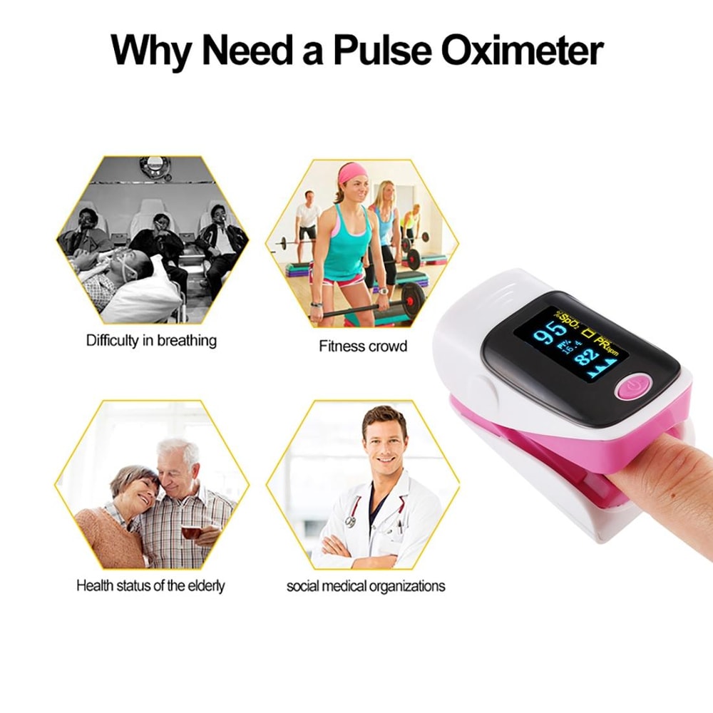 AB80 Fingertip Pulse Oximeter Blood Oxygen Heart Rate Monitor 2