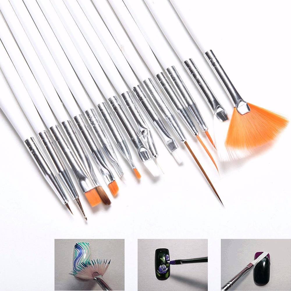 15-Piece Nail Art Brush Set for Manicure Design, Rhinestones & Fine Nail Painting