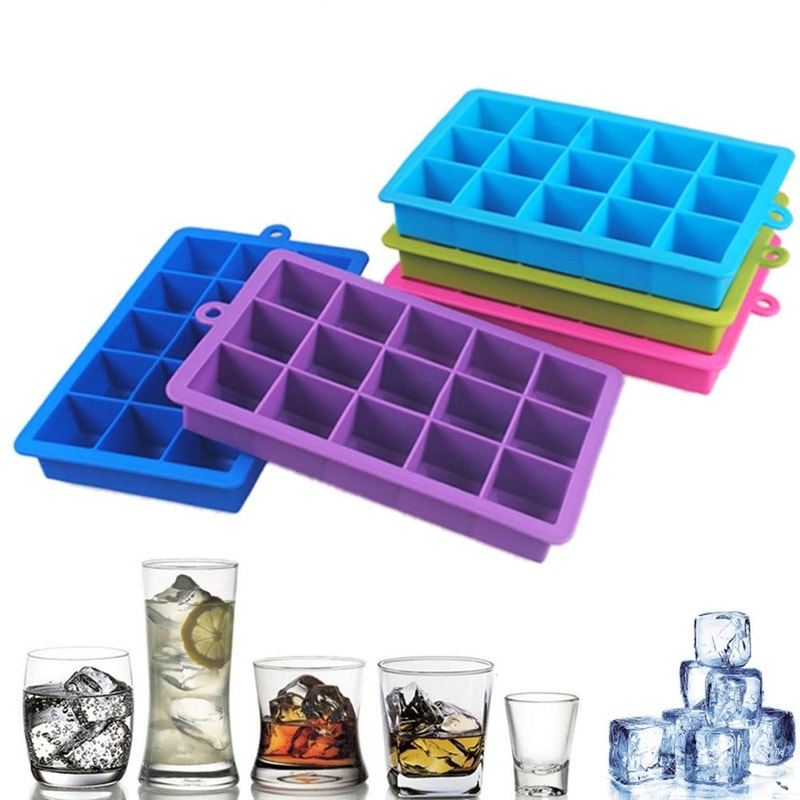 15 Grid Silicone Ice Cube Tray With Lid Large Square Slow Melting Ice Mold For Drinks Cocktails 3