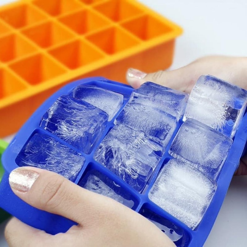 15 Grid Silicone Ice Cube Tray With Lid Large Square Slow Melting Ice Mold For Drinks Cocktails 1