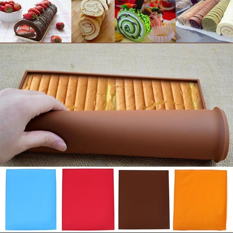 2PCS Silicone Baking Mat Swiss Roll Cake Pad NonStick Baking Sheet For Cakes Pastries 4