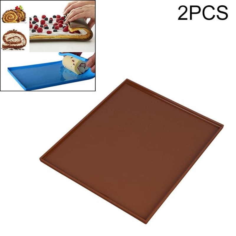 2PCS Silicone Baking Mat Swiss Roll Cake Pad Non-Stick Baking Sheet for Cakes & Pastries