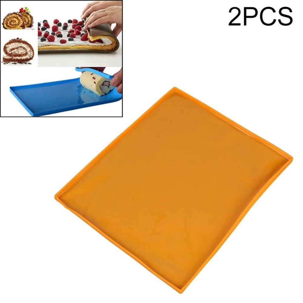 2PCS Silicone Baking Mat Swiss Roll Cake Pad Non-Stick Baking Sheet for Cakes & Pastries
