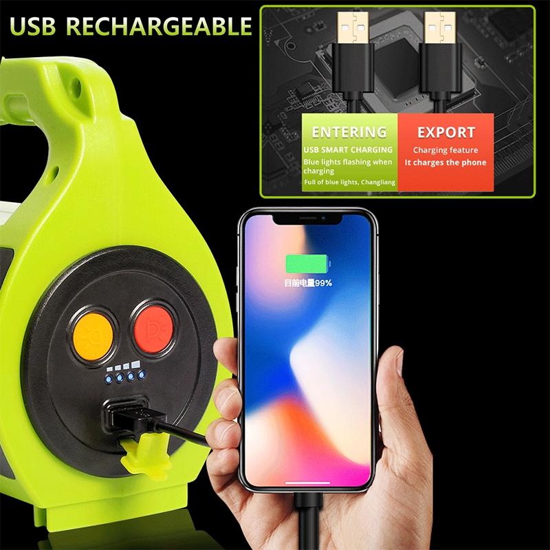 Rechargeable LED Searchlight 1000LM Portable Outdoor Flashlight With USB Power Bank SOS Light 3