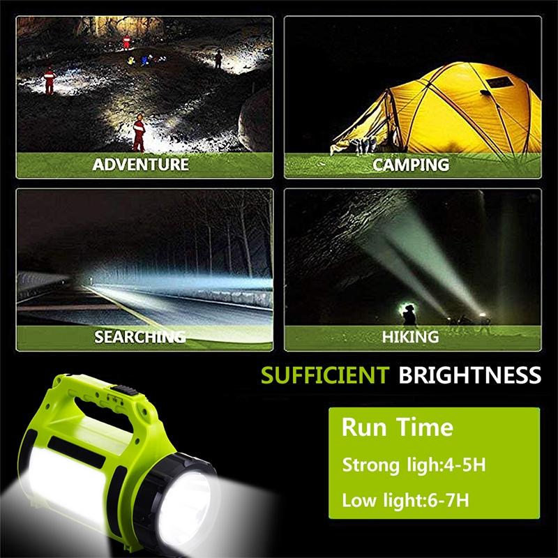 Rechargeable LED Searchlight 1000LM Portable Outdoor Flashlight With USB Power Bank SOS Light 4