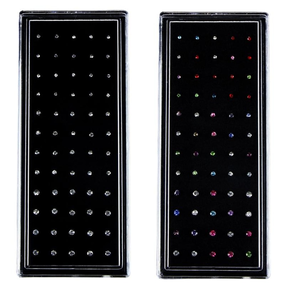 60PCS Nose Stud Rings Set With Mixed Crystal Diamonds In Stainless Steel L Shape 5