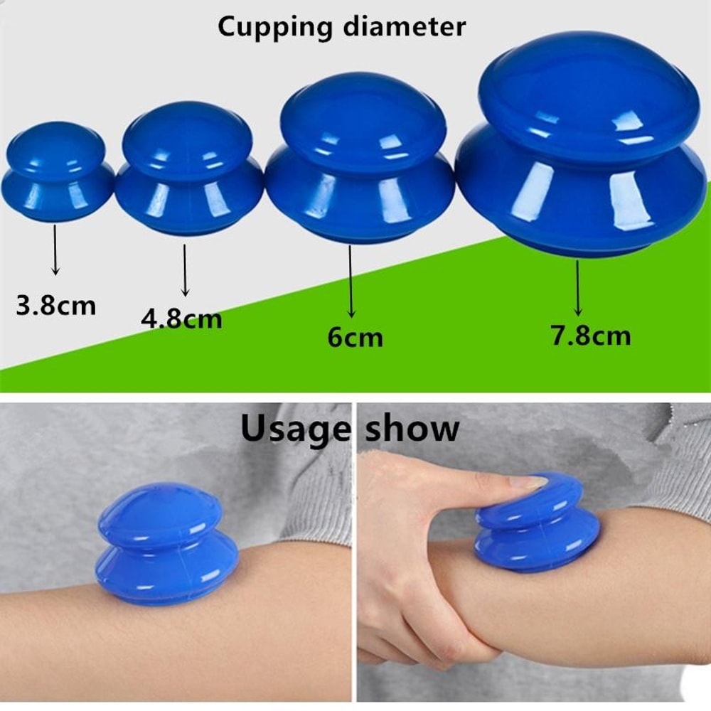 4 Cup Silicone Cupping Therapy Set for Cellulite Massage and Muscle Relief