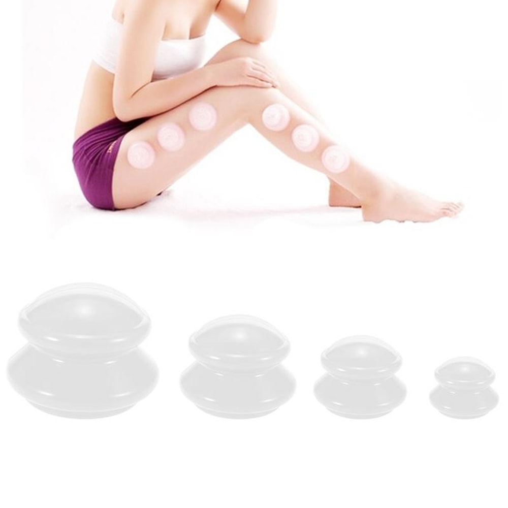 4 Cup Silicone Cupping Therapy Set for Cellulite Massage and Muscle Relief