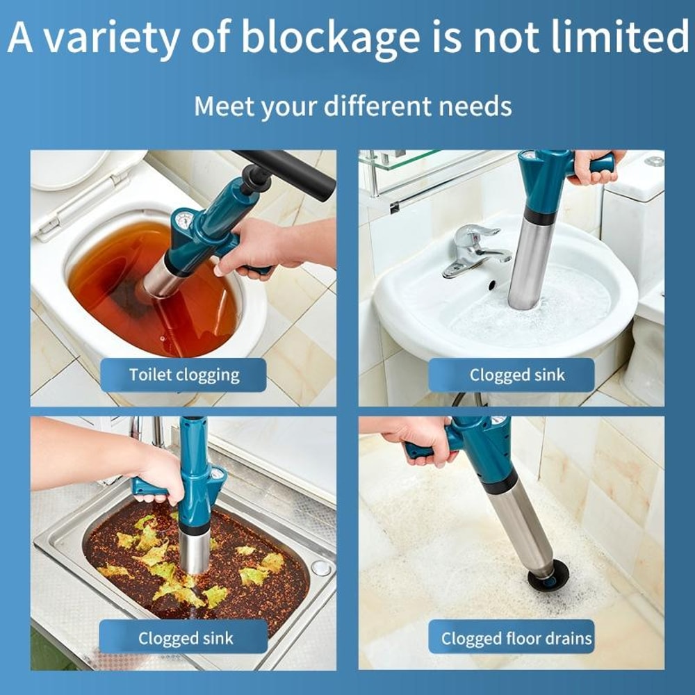 High Pressure Drain Cleaner Air Blaster For Toilets Sinks Sewer Pipe Clogs 10