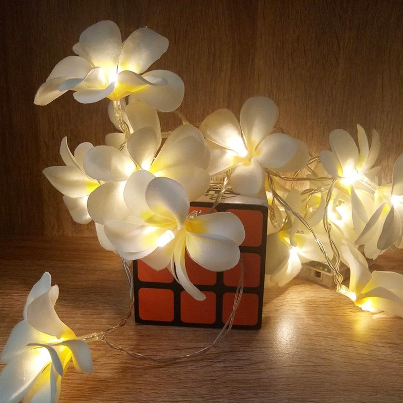Flower LED String Lights Battery Powered Warm White Garland For Bedroom Party Decor 0